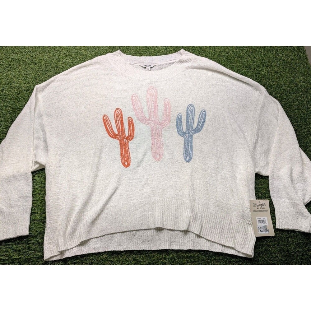 New With Tags Wrangler Women’s White Gauzy Knit Sweater Crop Top Size XXL